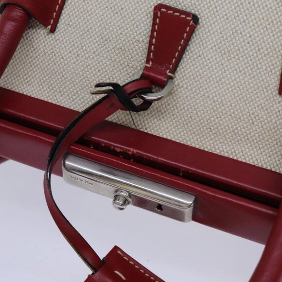 PRADA Hand Bag Canvas Beige Auth 71304 - Picture 9 of 16